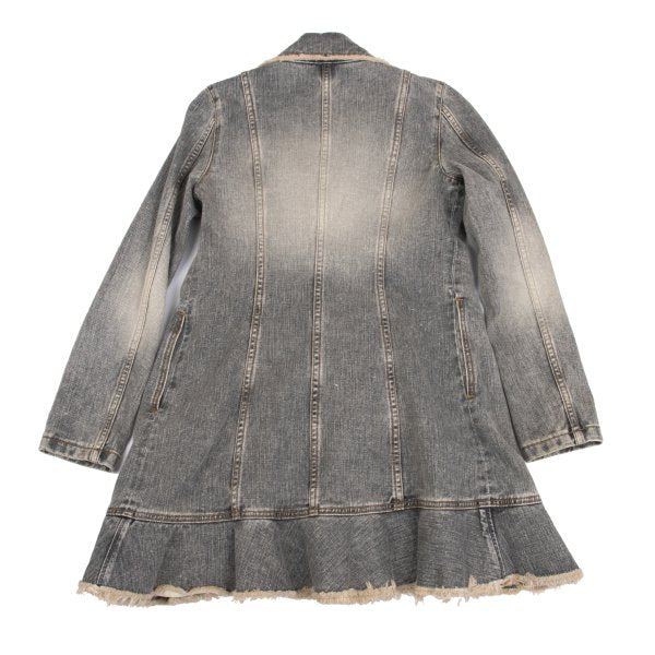 GRACE CONTINENTAL Frill Denim Jacket Gray Cotton Size 36
