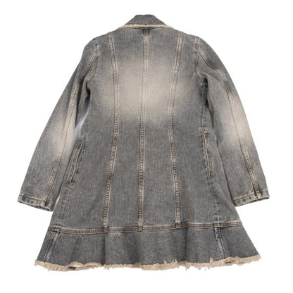 GRACE CONTINENTAL Frill Denim Jacket Gray Cotton Size 36