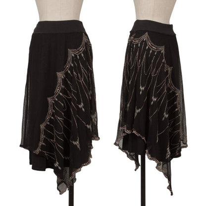 GRACE CLASS Lame Embroidered Layered Skirt Black Size 36