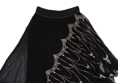 GRACE CLASS Lame Embroidered Layered Skirt Black Size 36
