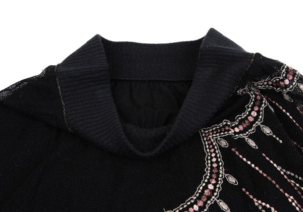 GRACE CLASS Lame Embroidered Layered Skirt Black Size 36