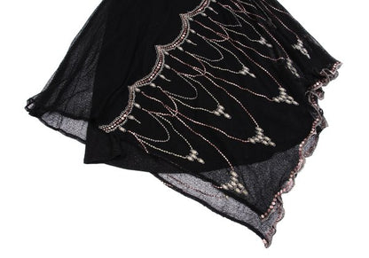 GRACE CLASS Lame Embroidered Layered Skirt Black Size 36