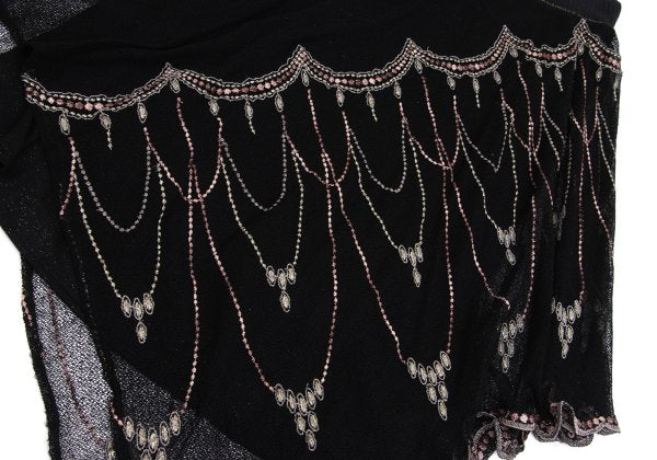 GRACE CLASS Lame Embroidered Layered Skirt Black Size 36