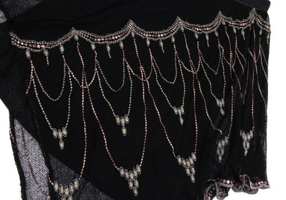 GRACE CLASS Lame Embroidered Layered Skirt Black Size 36