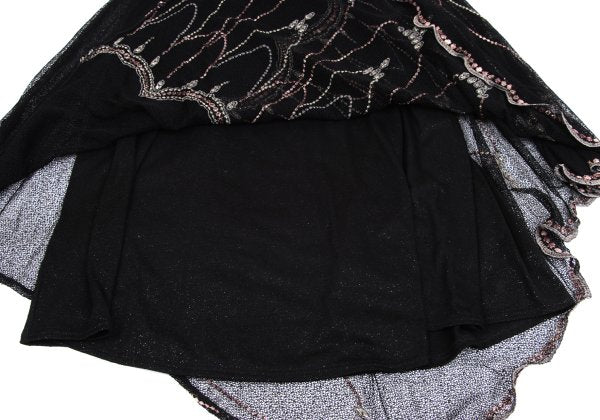 GRACE CLASS Lame Embroidered Layered Skirt Black Size 36