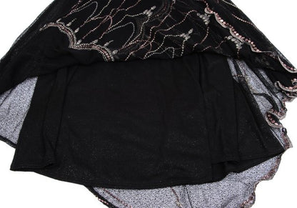 GRACE CLASS Lame Embroidered Layered Skirt Black Size 36
