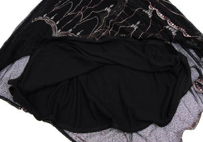 GRACE CLASS Lame Embroidered Layered Skirt Black Size 36