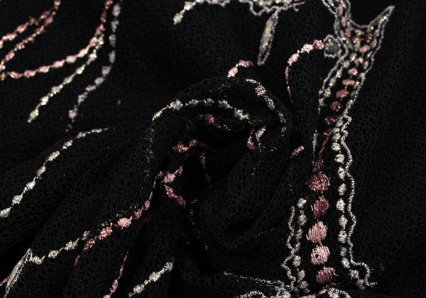 GRACE CLASS Lame Embroidered Layered Skirt Black Size 36