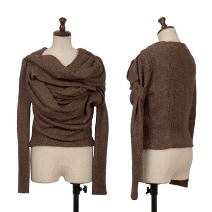LANVIN Gathered Tweed Pullover Jacket Brown Size 40