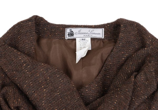 LANVIN Gathered Tweed Pullover Jacket Brown Size 40
