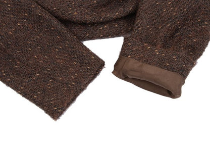 LANVIN Gathered Tweed Pullover Jacket Brown Size 40