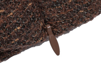 LANVIN Gathered Tweed Pullover Jacket Brown Size 40