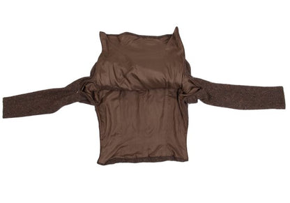 LANVIN Gathered Tweed Pullover Jacket Brown Size 40