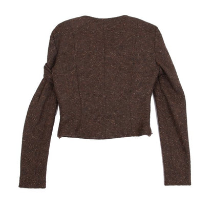 LANVIN Gathered Tweed Pullover Jacket Brown Size 40