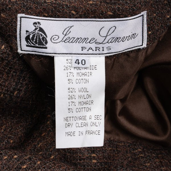 LANVIN Gathered Tweed Pullover Jacket Brown Size 40