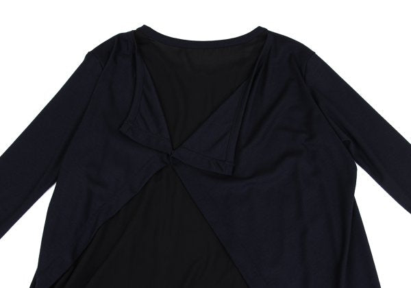 Y's Wool Back Mixed Material Tunic Blouse Size 2