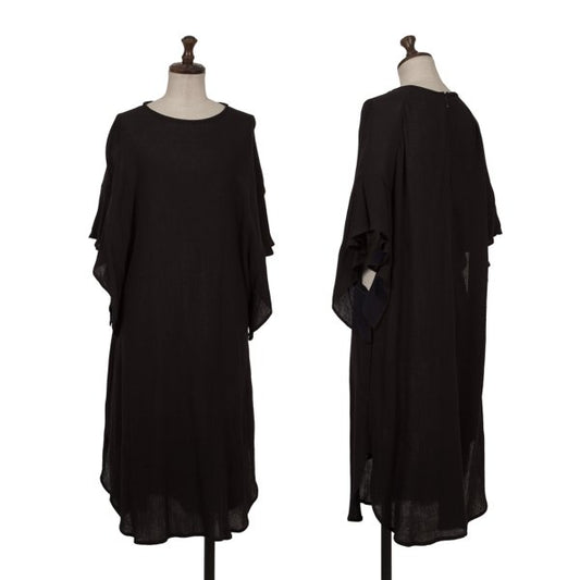 Y's Rayon Frill Sleeve Dress Black Size 2