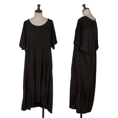 Y's Wool Rayon Panel Short Sleeve Dress Black Size 2