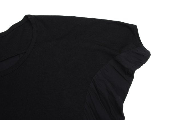 Y's Wool Rayon Panel Short Sleeve Dress Black Size 2