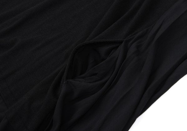 Y's Wool Rayon Panel Short Sleeve Dress Black Size 2