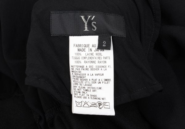 Y's Wool Rayon Panel Short Sleeve Dress Black Size 2