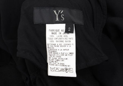 Y's Wool Rayon Panel Short Sleeve Dress Black Size 2