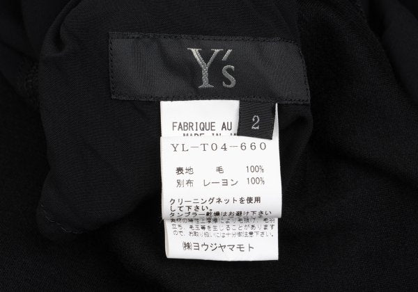 Y's Wool Rayon Panel Short Sleeve Dress Black Size 2