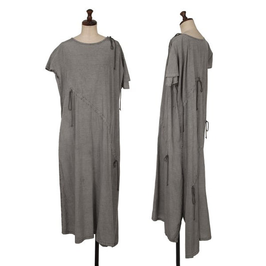 Y's 23SS Pigment Dyed Drawcord Gathered Dress Gray Size 2