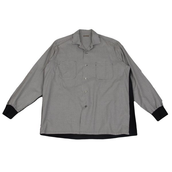 Y's for men Plaid Mixed Material Panel Shirt Black Size M