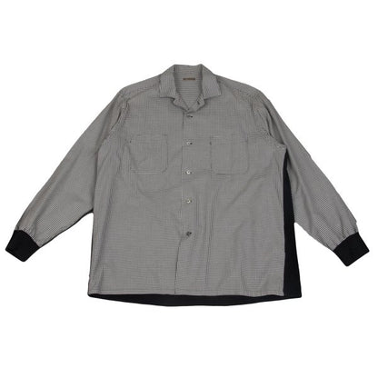 Y's for men Plaid Mixed Material Panel Shirt Black Size M
