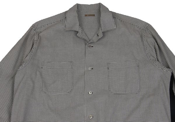 Y's for men Plaid Mixed Material Panel Shirt Black Size M