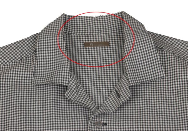 Y's for men Plaid Mixed Material Panel Shirt Black Size M