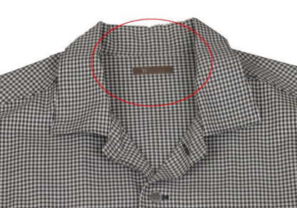 Y's for men Plaid Mixed Material Panel Shirt Black Size M