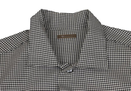Y's for men Plaid Mixed Material Panel Shirt Black Size M