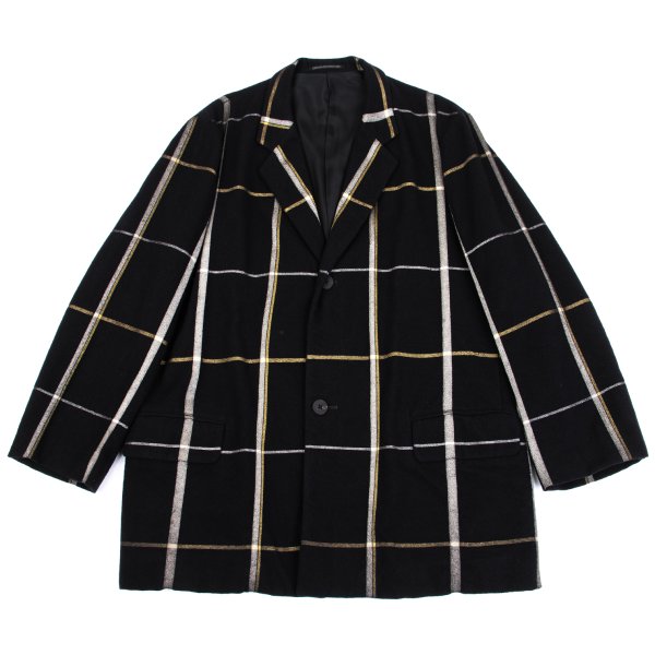 Yohji Yamamoto POUR HOMME Navy Brushed Plaid Jacket Size 3