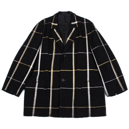 Yohji Yamamoto POUR HOMME Navy Brushed Plaid Jacket Size 3