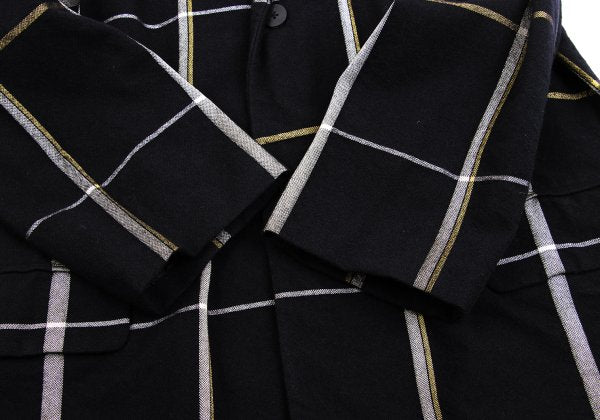 Yohji Yamamoto POUR HOMME Navy Brushed Plaid Jacket Size 3
