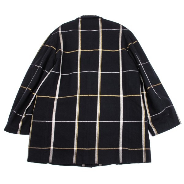 Yohji Yamamoto POUR HOMME Navy Brushed Plaid Jacket Size 3