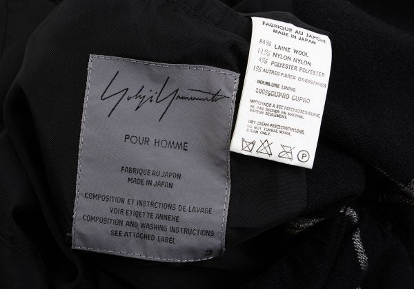 Yohji Yamamoto POUR HOMME Navy Brushed Plaid Jacket Size 3