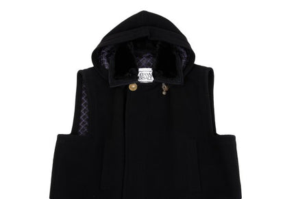 GIANNI VERSACE Fur Collar Melton Wool Jacket Black Size 50
