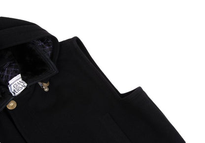 GIANNI VERSACE Fur Collar Melton Wool Jacket Black Size 50