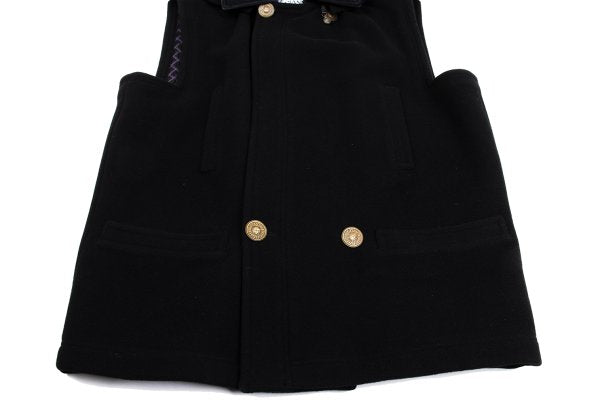 GIANNI VERSACE Fur Collar Melton Wool Jacket Black Size 50