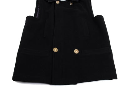 GIANNI VERSACE Fur Collar Melton Wool Jacket Black Size 50