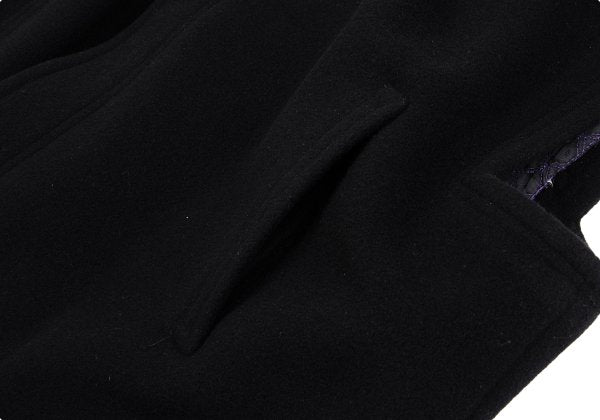 GIANNI VERSACE Fur Collar Melton Wool Jacket Black Size 50