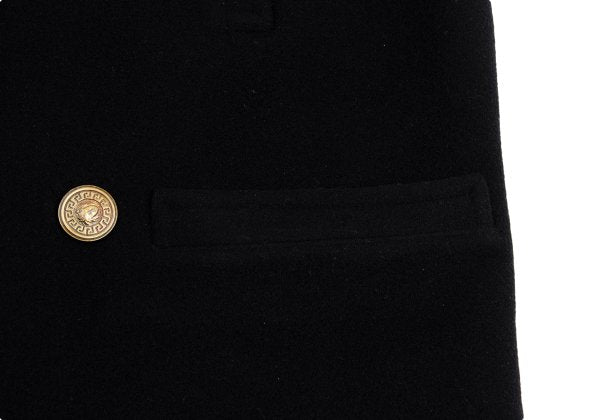 GIANNI VERSACE Fur Collar Melton Wool Jacket Black Size 50