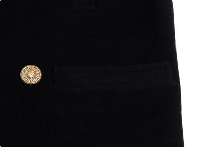 GIANNI VERSACE Fur Collar Melton Wool Jacket Black Size 50