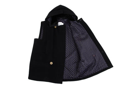 GIANNI VERSACE Fur Collar Melton Wool Jacket Black Size 50