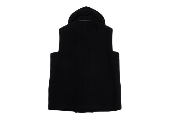 GIANNI VERSACE Fur Collar Melton Wool Jacket Black Size 50