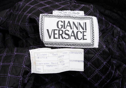 GIANNI VERSACE Fur Collar Melton Wool Jacket Black Size 50