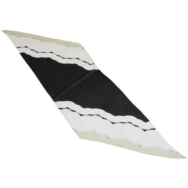 CHANEL Silk Color Block Scarf Black